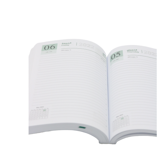 مفكرة تقويم كلاسيكية فاخرة من الجلد الطبيعي، ورق أبيض، لعام ٢٠٢٢ - ٢٠×١٣.٥ سم