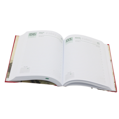 مفكرة تقويم كلاسيكية فاخرة من الجلد الطبيعي، ورق أبيض، لعام ٢٠٢٢ - ٢٠×١٣.٥ سم 