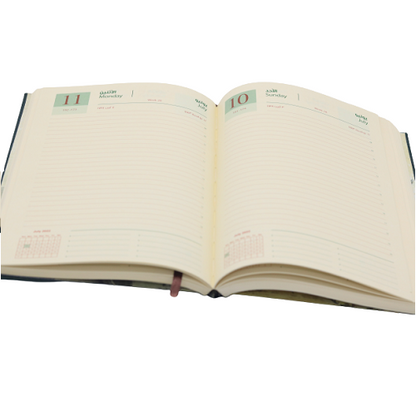 مفكرة تقويم كلاسيكية فاخرة من الجلد، ورق كريمي، 2022 - B5 