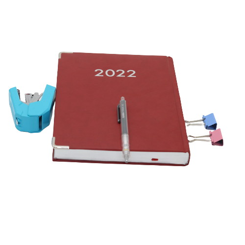 مفكرة تقويم كلاسيكية فاخرة من الجلد الطبيعي، ورق أبيض، 2022 - مقاس B5 