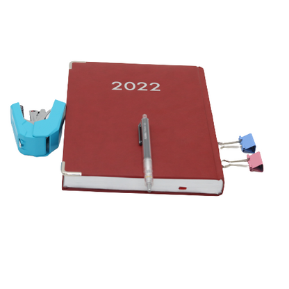 مفكرة تقويم كلاسيكية فاخرة من الجلد الطبيعي، ورق أبيض، 2022 - مقاس B5 