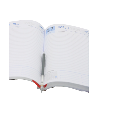 مفكرة تقويم كلاسيكية فاخرة من الجلد الطبيعي، ورق أبيض، 2022 - مقاس B5 