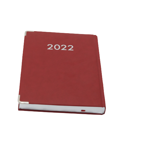 مفكرة تقويم كلاسيكية فاخرة من الجلد الطبيعي، ورق أبيض، 2022 - مقاس B5 