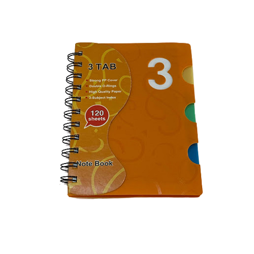 Wired Notebook 120 Sheets 3Tabs A6