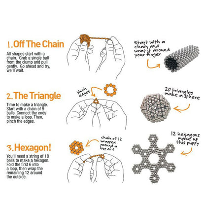 لعبة تركيب كرات مغناطيسية، مكعبات خرز، بناء - فضي - 216 قطعة
