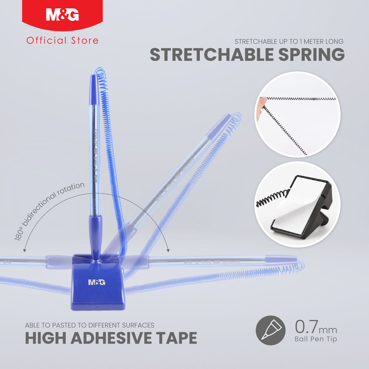 M&G Chenguang E-TAKE Table Pen 0.7mm - 2 Colors, Convenient Pen Holder for Office, Retail, and Bank Desks - No: ABP64873