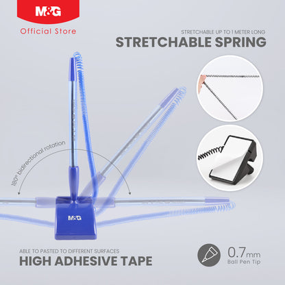 M&G Chenguang E-TAKE Table Pen 0.7mm - 2 Colors, Convenient Pen Holder for Office, Retail, and Bank Desks - No: ABP64873