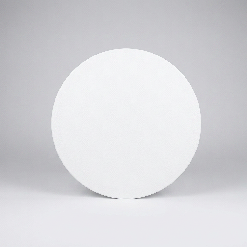 Blank round canvas board studio packshot showing the round shape