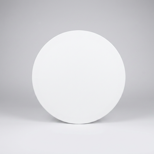 Blank round canvas board studio packshot showing the round shape