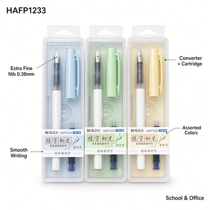 M&G Chenguang Fountain Pen – Smooth Writing Pen with Extra Fine Nib Edition Vintage Fine Writing Ink Pens Extra Fine Nib 0.38mm - No:  HAFP1233