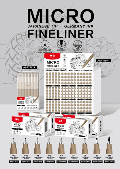 M&G Chenguang Micro Fineliner Pen, 5mm Fine Tip for Precise Drawing and Detailed Sketches, Black - 0.23mm - No: ASPT7973