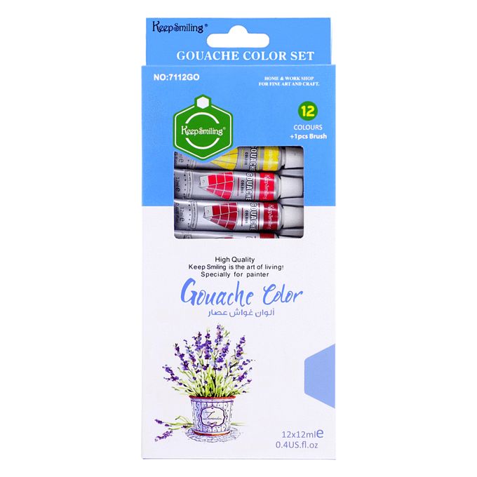 Keep smiling Gouache Color Set of 12 Pieces 12 ml - 12 Colors - No:HS-7112GO