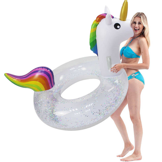 Giant Shiny Unicorn Inflatable Pool Float Colorful- 90cm - No:19227