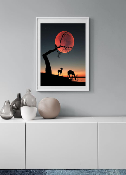 مشهد غزال يراقب غروب الشمس 