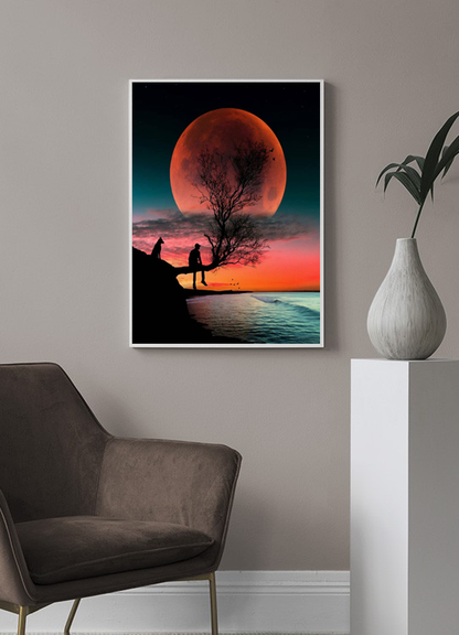 رجل يشاهد غروب الشمس 