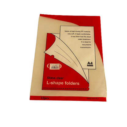 Pack of 12 Transparent L-shape folder A4 - No:E310-13