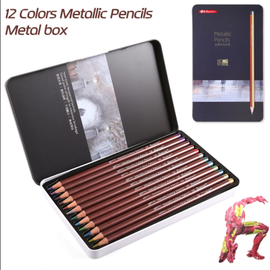 Superior Artist Metallic Colour Pencil Professionals Metal Box Non-toxic - 12pcs