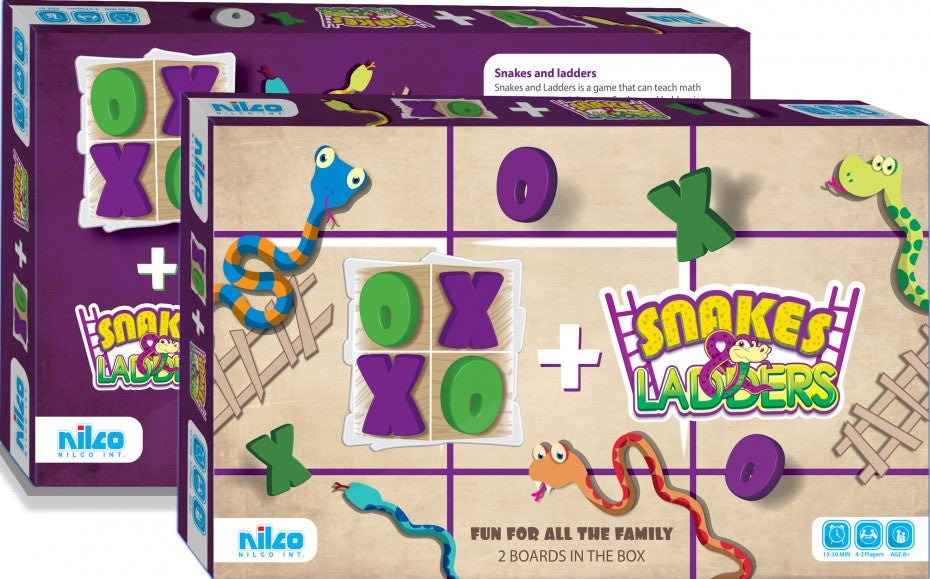 Nilco Snakes Ladders & XO Game Board - No:1020