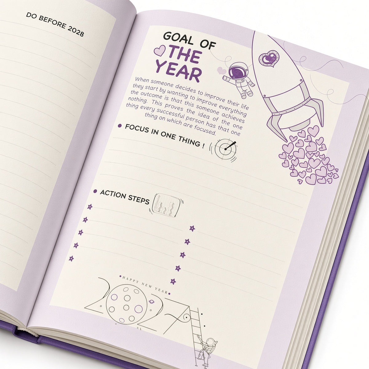 Mofakera Lavender Vibes Hardcover Daily Agenda 2027 – Premium Planner with Gift Card & Bookmark - Size : A5 - Purple (Agenda)