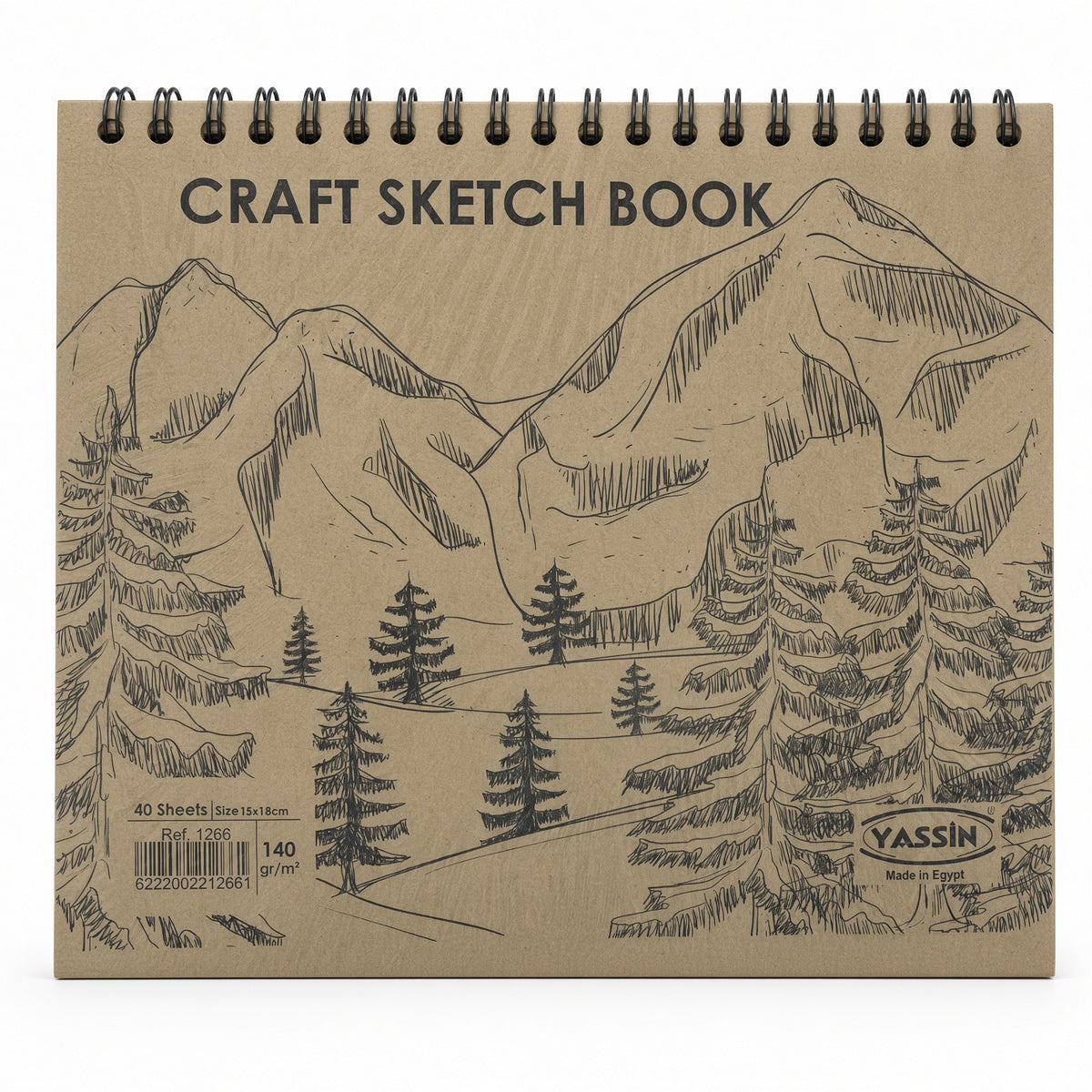 Yassin Spiral  Brown Craft Sketch Book, 15 × 18 cm, 40 Sheets, 140 GSM - 1pcs - No: 1266