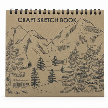 Yassin Spiral  Brown Craft Sketch Book, 15 × 18 cm, 40 Sheets, 140 GSM - 1pcs - No: 1266