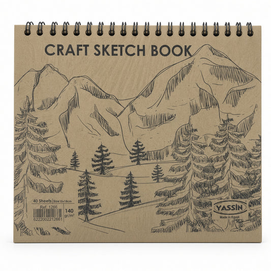 Yassin Spiral  Brown Craft Sketch Book, 15 × 18 cm, 40 Sheets, 140 GSM - 1pcs - No: 1266