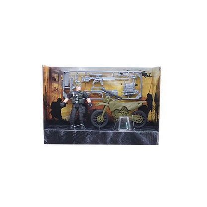 دراجة نارية عسكرية + ضابط في الصندوق