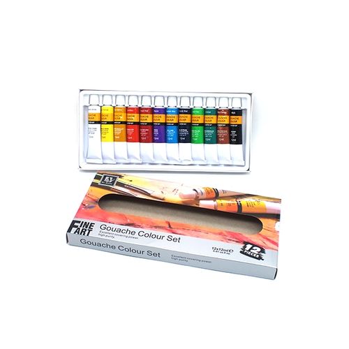 مجموعة ألوان غواش فنية راقية مكونة من 12 قطعة