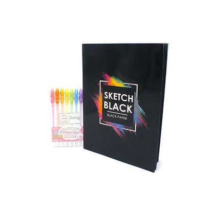 أقلام جل فلور 8 - إم آند جي + رسم تخطيطي - أسود 