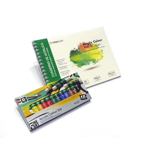 Acrylic Color Set 12 Pcs + Acrylic Color Pad