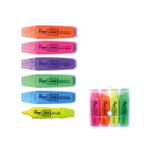 مجموعة أقلام تظليل ملونة من إم آند جي، 4 أقلام