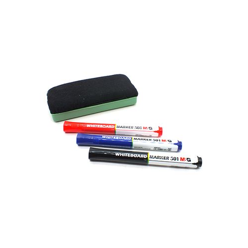 White Board Markers - 3 Pcs + Eraser