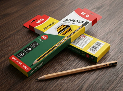 M&G Chenguang BE-PENCIL HB Wooden Pencils – Hexagonal Barrel, Break-Resistant, High Erasability, Pack of 12  - No: AWP357Q6