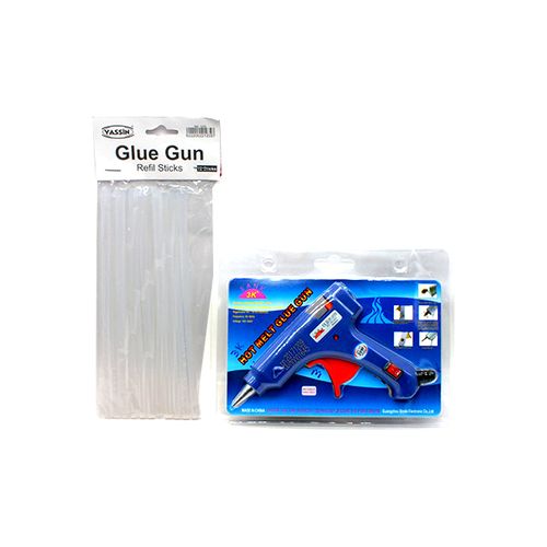 Yassin Small Hot Melt Glue Gun - 20 W + Pack Of Refill Sticks - 12 Pcs