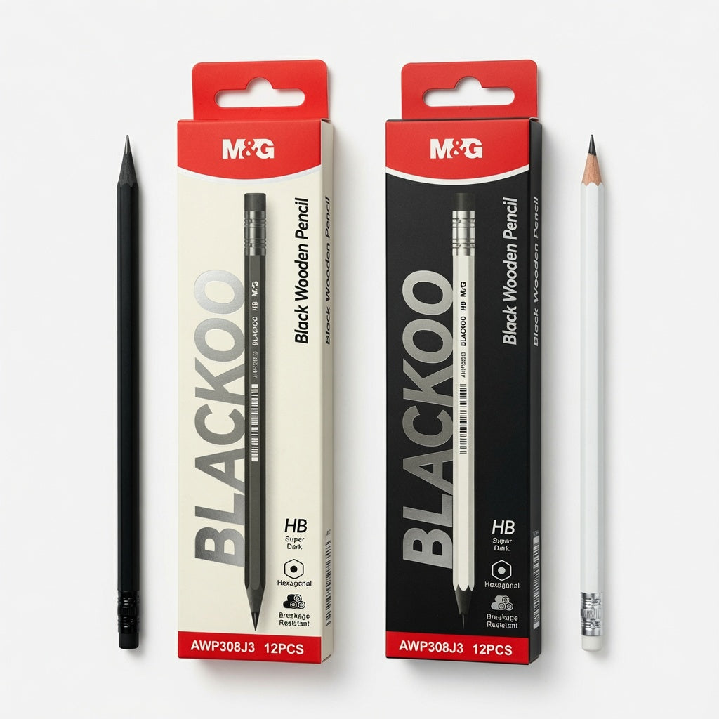 M&G Chenguang Blackoo HB Wooden Pencils – Super Dark Graphite, Break-Resistant Hexagonal Pencils, 12-Pack, School & Office Use  - No: AWP308J3