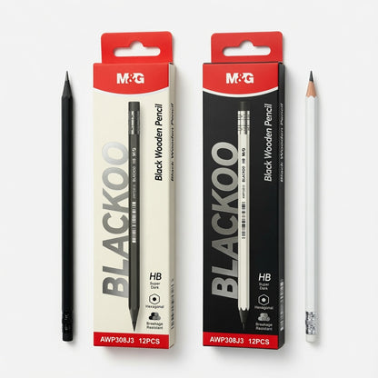 M&G Chenguang Blackoo HB Wooden Pencils – Super Dark Graphite, Break-Resistant Hexagonal Pencils, 12-Pack, School & Office Use  - No: AWP308J3