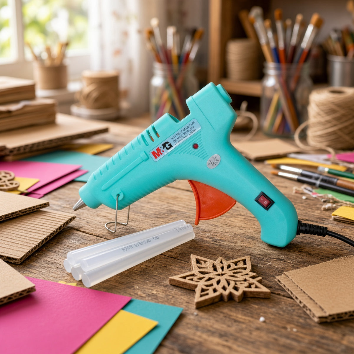 M&G Chenguang Mini Hot Glue Gun with Glue Sticks – 20W Electric Hot Melt Glue Gun with On/Off Switch for Crafting, DIY, Paper, Plastic & Wood - No: AEAN8609