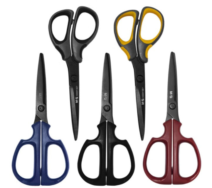 M&G Chenguang Anti-stick Titanium Safety Portable  Office Scissor (Black) 175mm - No:ASS913E7
