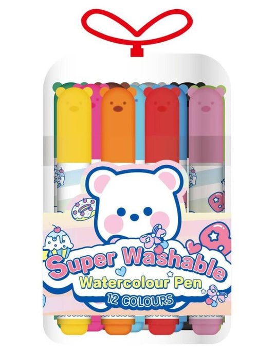 M&G Chenguang Super Washable Watercolour Marker Felt Tip Pens, 12 Vibrant Colors for Bold Drawing - No:ACP901GR