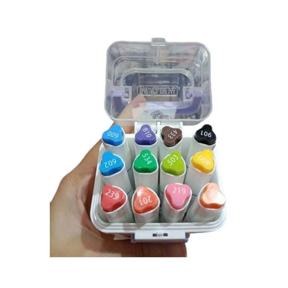 M&G Chenguang Pink Fantasy Dual Tip Food Grade Markers – 12 Colors Art Marker Set with Storage Case - No:APMT80D4