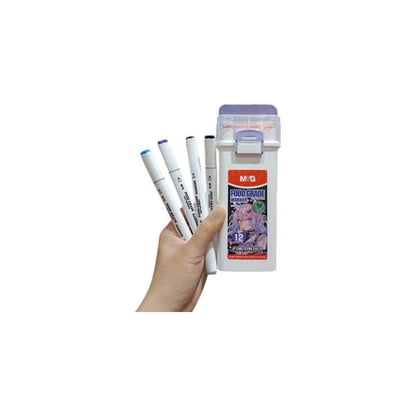 M&G Chenguang Pink Fantasy Dual Tip Food Grade Markers – 12 Colors Art Marker Set with Storage Case - No:APMT80D4