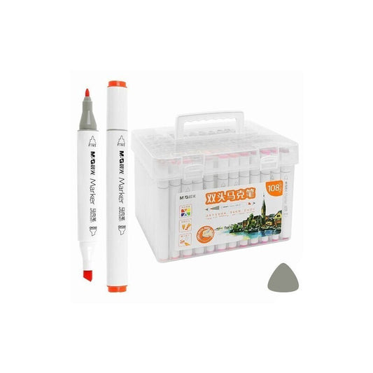 M&G Chenguang Double-Head Marker Set, 108 Vibrant Colors for Drawing, Coloring, and Professional Art - No:APMV09E1