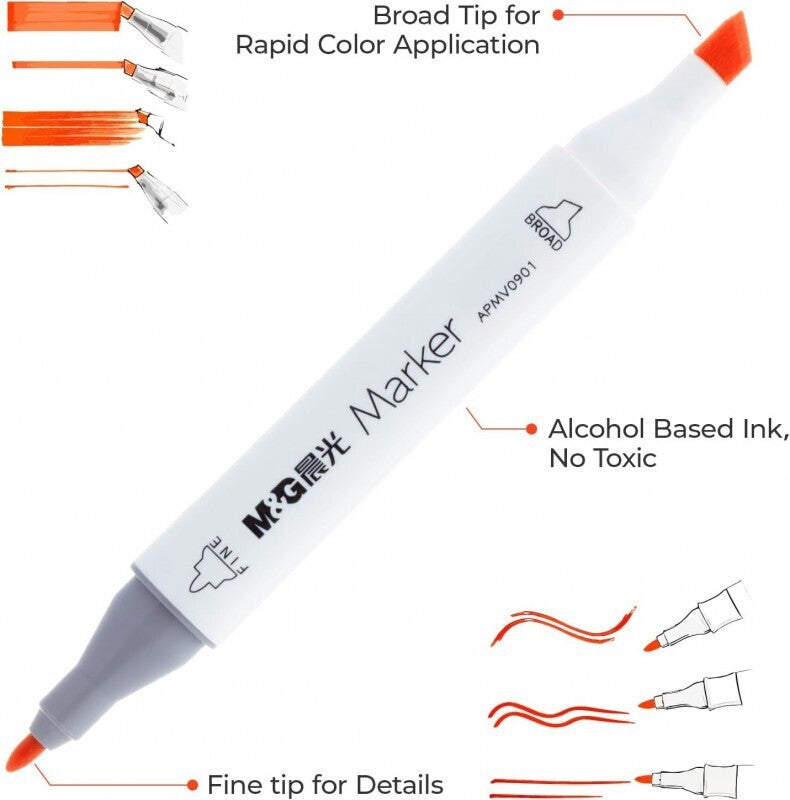 M&G Double-Head Marker Set 108 Colors Fine & Broad Art Drawing (APMV09E1)