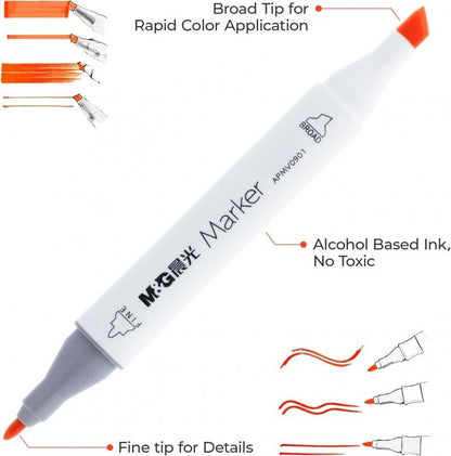 M&G Double-Head Marker Set 108 Colors Fine & Broad Art Drawing (APMV09E1)