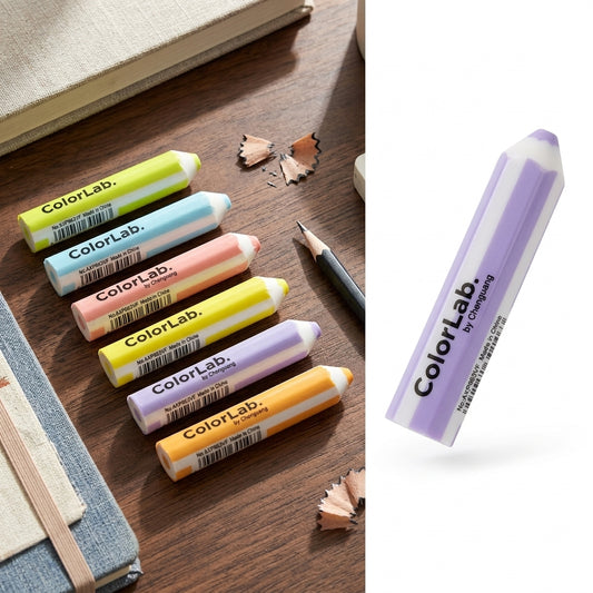 M&G Chenguang ColorLab Pencil-Shaped PVC Eraser – Cute Pastel Eraser for School, Drawing & Office Assorted Colors - 1pcs- No:AXP963VF