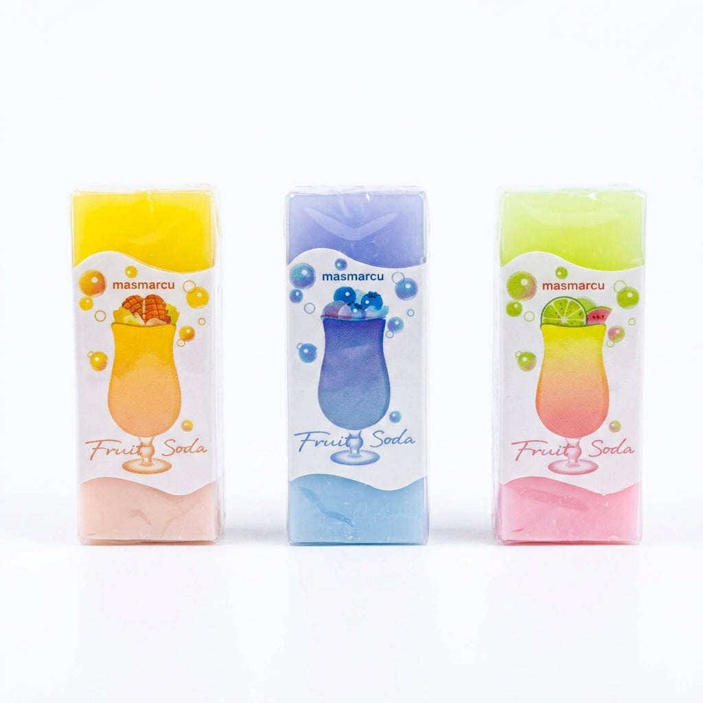 M&G Chenguang Masmarcu Fruit Soda PVC Eraser – Cute Soft Dust-Free Pencil Eraser Assorted Colors - 1pcs - No: AXP963E