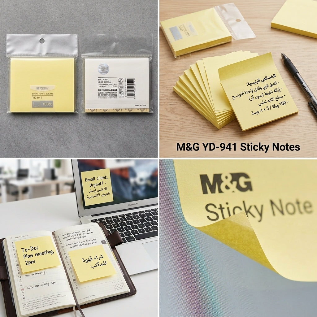 M&G Chenguang Sticky Notes  3 × 4 Inch Yellow Self-Adhesive Memo Pad, 100 Sheets, Repositionable Notes - 1pcs - No:YD-941