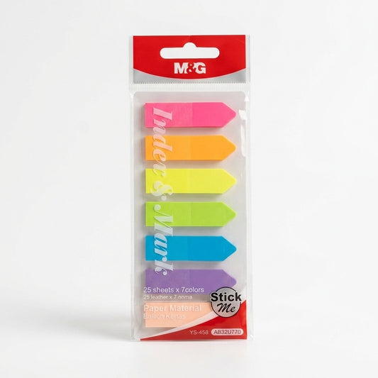 M&G Chenguang Arrow Paper Sticky Page Markers – 7 Assorted Colors, 25 Sheets per Color (175 Total), Writable Repositionable Index Tabs – 1pcs - No:YS-458