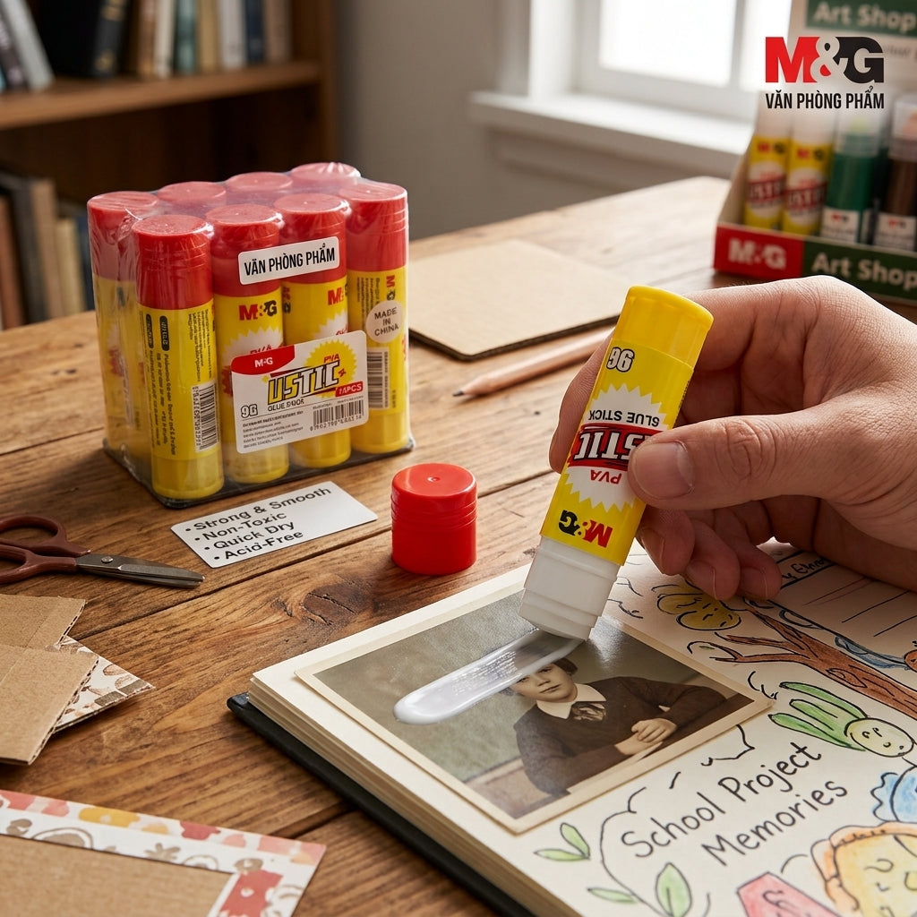M&G Chenguang Jual Glue ustic PVA glue stik PVA Glue Stick 9g – Strong & Smooth School and Office Adhesive – Non-Toxic, Quick Dry - 1pcs - No: ASG971G1