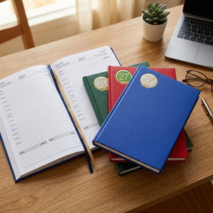 2027 Daily Agenda Planner – Hardcover Diary with Hourly Schedule, Bilingual Arabic & English, 27 Agenda - Size: B5, Assorted Colors - 1pcs